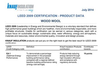 Knauf Insulation products can put you on the right track to get the best result for LEED 2009 certification